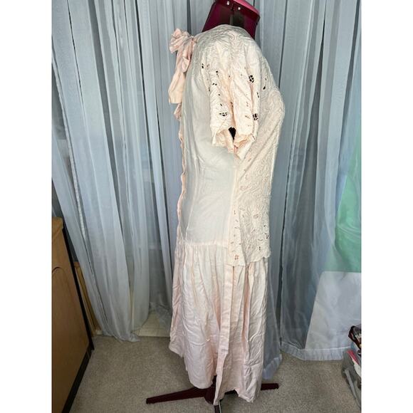 dress cutwork lace pink vintage romantic shoulder pads - Picture 8 of 11